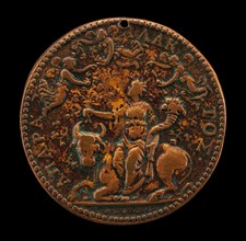 Allegory of Peace(?), with Abundance Seated on a Bull and Psyches Flying About [reverse], 1564.