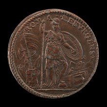 Allegory with the Figure of Roma, as Minerva, Standing Armed amid Trophies [reverse], 1591.