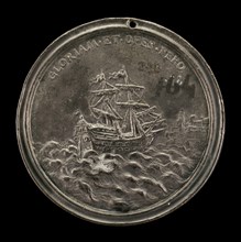 Ship and Fortified City [reverse], c. 1740s.