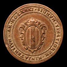 Coat of Arms and Inscription [reverse], 1581.