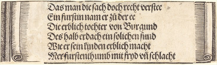 Printed text for "The Betrothal of Maximilian with Mary of Burgundy", 1515.