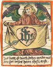 Sacred Monogram in a Sacred Heart on a Cloth Held by an Angel, c. 1480.