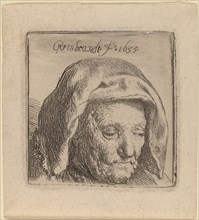The Artist's Mother in a Cloth Headdress, Looking Down, 1633.