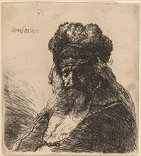 Old Bearded Man in a High Fur Cap, with Eyes Closed, c. 1635.