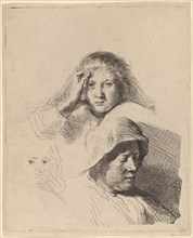 Three Heads of Women, One Lightly Etched, c. 1637.