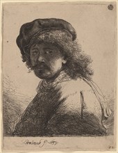 Self-Portrait in a Cap and Scarf with the Face Dark, 1633.