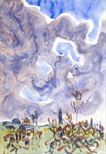 Watercolor no. 31, Landscape with Clouds, ca. 1930.