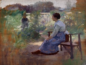 Woman Seated in a Garden, late 19th-early 20th century.