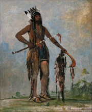 Ka-bés-hunk, He Who Travels Everywhere, a Warrior, 1835. Ojibwe were increasingly pressured by European traders, war, and expansion.