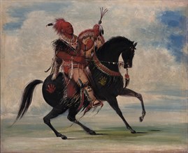 Kee-o-kúk, The Watchful Fox, Chief of the Tribe, on Horseback, 1835. Signed over lands in the states known today as Illinois, Missouri, and Wisconsin, for which his tribe received seventy-five cents p...