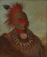 No-ho-mun-ya, One Who Gives No Attention, 1844.  Among fourteen Iowa travelled with George Catlin to London in the 1840s, to promote his Indian Gallery. He died in Liverpool, England, before the deleg...