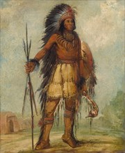 A-wun-ne-wa-be, Bird of Thunder, 1845. Among Ojibwa who travelled with George Catlin to London in 1845, to promote his Indian Gallery.