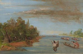 Sac and Fox Sailing in Canoes, 1837-1839.