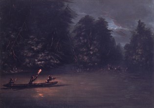 Deer Hunting by Torchlight in Bark Canoes, 1846-1848.