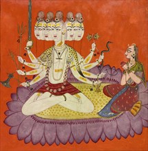 Sadashiva worshipped by Parvati, ca. 1690. Attributed to Devidasa.