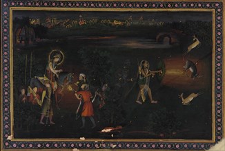 Deer-stalking at night, 18th century. Attributed to Mir Kalan Khan.