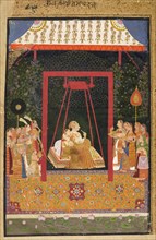 Rao Ram Chandra of Bedla on a swing, ca. 1740s. Attributed to Shahji.