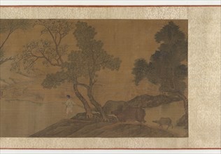 Herdboys and water buffaloes crossing a stream, 16th-17th century. Formerly attributed to Li Tang.