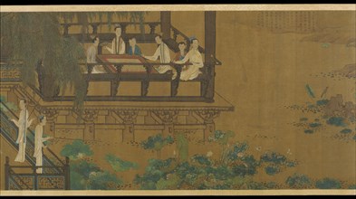 Palace Ladies by a Lotus Pond, 18th century. Formerly attributed to Zhou Wenju.