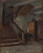 Room Interior with Winding Staircase, late 19th-early 20th century.