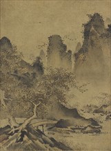Landscape: mountains, stream and bridge, late 15th-early 16th century.