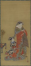 A Courtesan and attendant, late 18th-early 19th century.