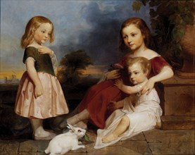 Portrait of the Downer Children, 1850. Dora, Amy and Adolph Downer.