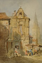 Marketplace at Bruges, early 19th century.
