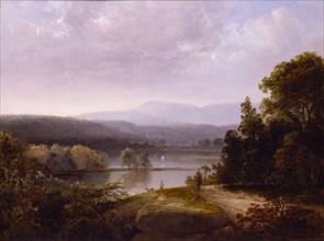 River View with Hunters and Dogs, ca. 1850.