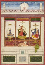 Devi with Krishna and Vishnu in a Palace, ca. 1645-1655.