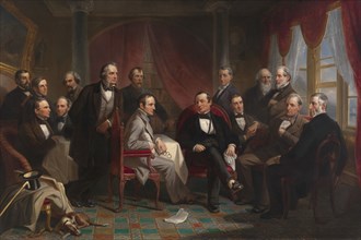 Washington Irving and his Literary Friends at Sunnyside, 1864.