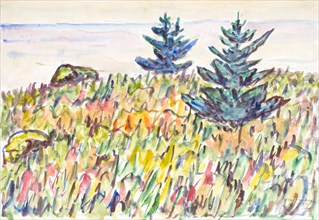 Watercolor no. 35, Field with Two Pine Trees, 1937.