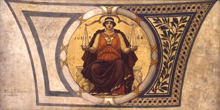 Study for Mosaic, Wisconsin State Capital, "Justice", ca. 1913.