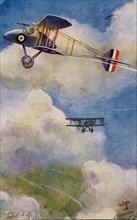 In the Air - the FE 8, 1932. British single-seat fighter plane, designed at the Royal Aircraft Factory, which served in the First World War.