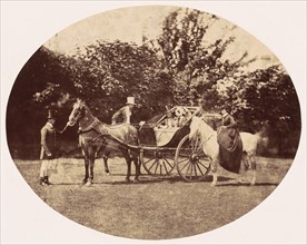 Horse-drawn Carriage and Female Rider, 1858.
