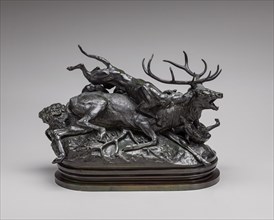 Ten-Point Stag Brought Down by Two Scotch Hounds, model n.d., cast possibly c. 1857/1873.