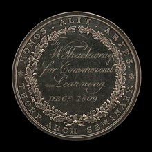 Thorp Seminary Award [reverse], c. 1800, inscribed 1809.