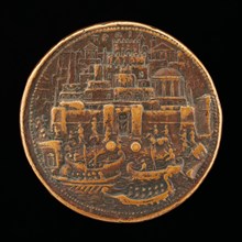 Troy with Galleys in Harbor [reverse].