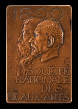 Société Nationale des Beaux-Arts: Jean-Louis Ernest Meissonier and Pierre Puvis de Chavannes [obverse], 1890.