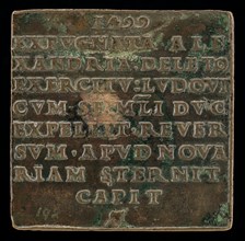 Inscription [reverse], c. 1499.