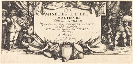 Title Page for "The Large Miseries of War", c. 1633.