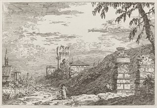 Landscape with Tower and Two Ruined Pillars [left], c. 1735/1746.