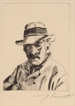 Selbstbildnis im Strohhut, als Brustbild (Self-Portrait in a Straw Hat, Bust Length), 1913.