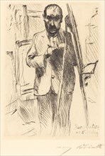 Selbstbildnis an der Staffelei (Self-Portrait with Easel), 1918.