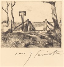 Brücke mit Tafel (Bridge with Sign), 1916.