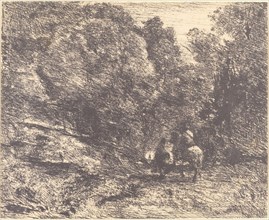 Horseman and Vagabond in the Forest (Le Cavalier en forêt et le piéton), 1854.