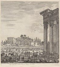 Temple of Antoninus and the Campo Vaccino, 1656.
