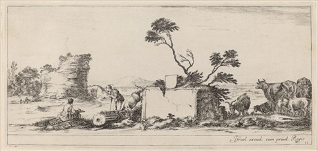 Campagna Scene with Artist Sketching, in or before 1647.