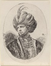 Young Moor with a Slight Beard and Feathered Turban, Turned to the Left, 1650.