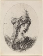 Woman in a Feathered Turban with a Veil, Turned to the Right, 1649/1650.